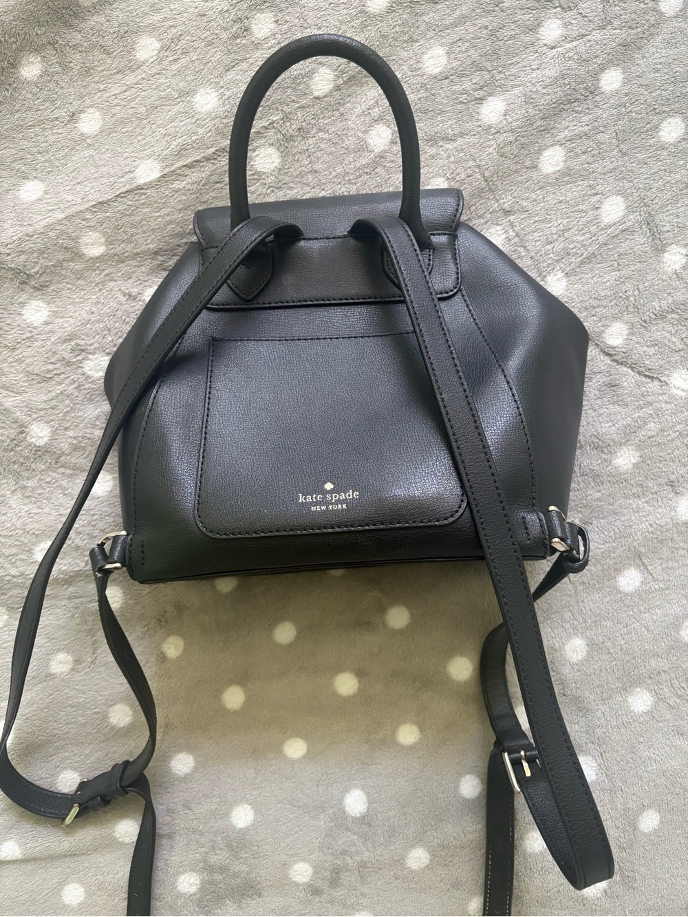 Kate Spade New York Black Leila Small Flap Backpack Leather - Picture 2 of 3
